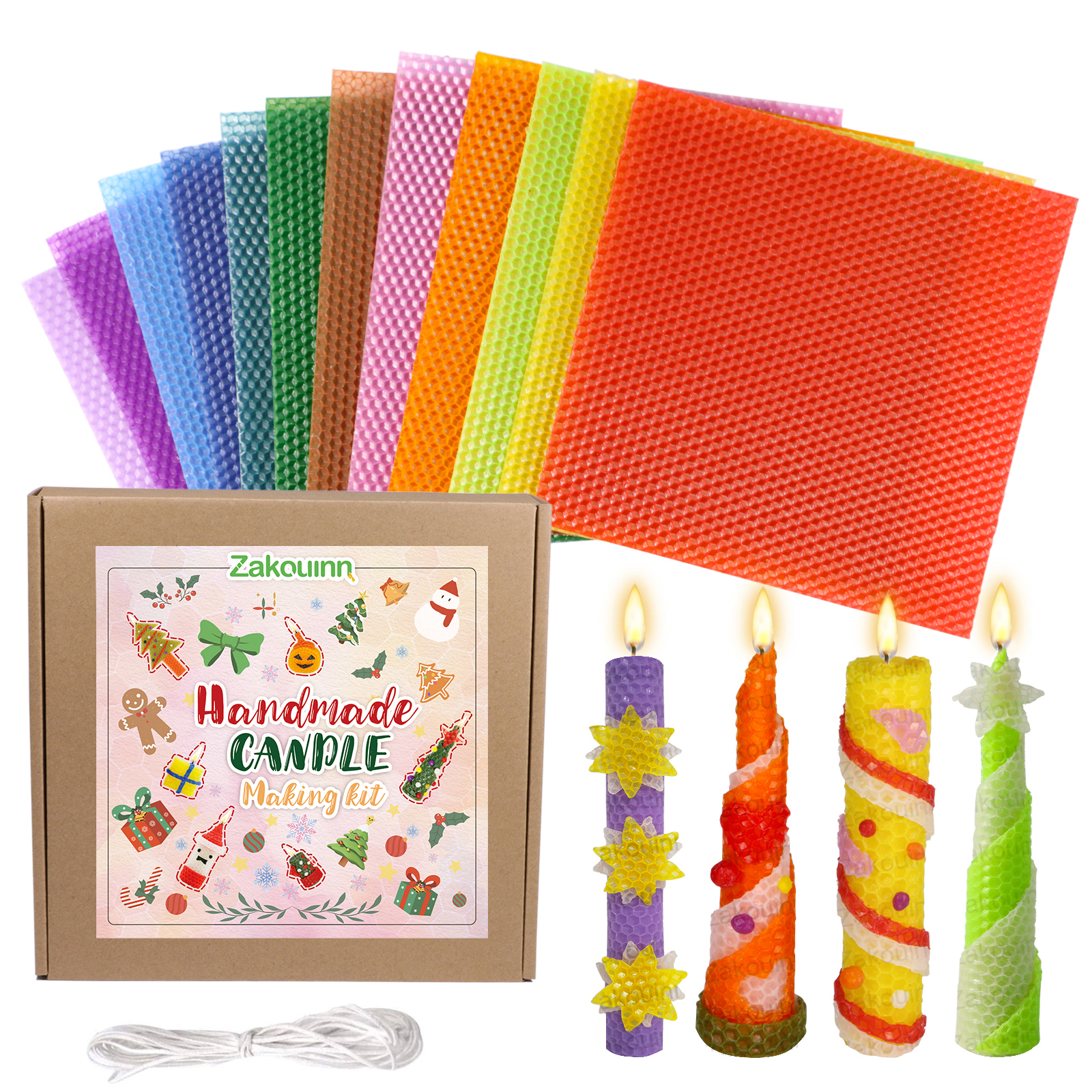 Zakouinn Bienenwachs Kerzenherstellungsset Neue Farben